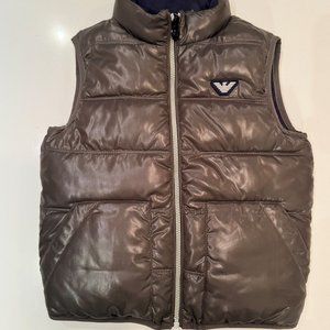 Armani (Authentic) Junior Boys Puffer Reversible Vest Khaki Green/Black -JrSmall